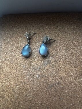 Jane Diaz Sterling Silver Teardrop Earrings with Stone